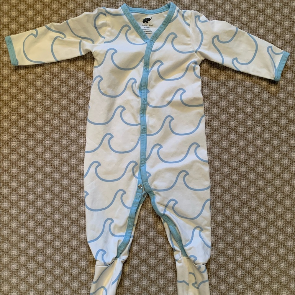 Blue Wave Pattern Kids Footie